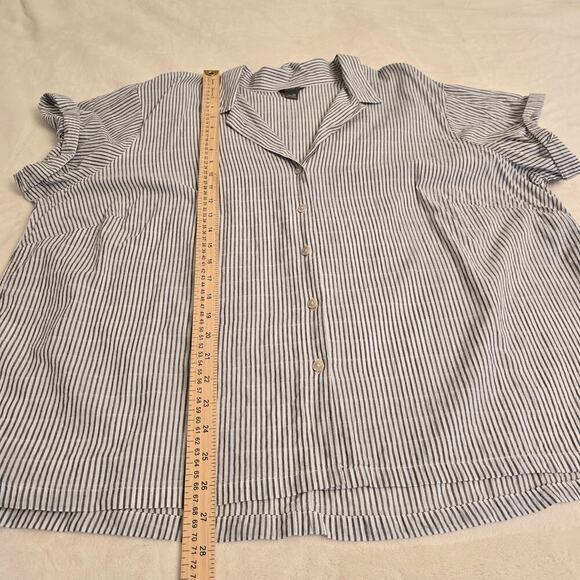 Eddie Bauer Women’s Plus Size 2X Gray Striped Cotton Shirt Coastal Resort Boho - Picture 5 of 7